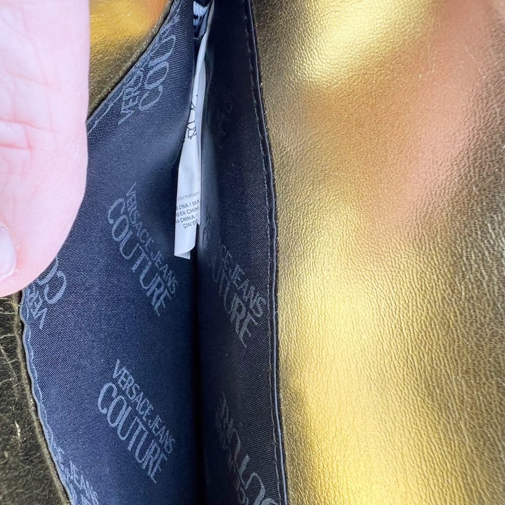 VERSACE COUTURE Gold Metallic Leather Shoulder Bag - Picture 8 of 13